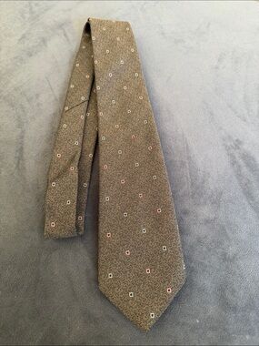 YSL Classic Brown Men's Tie with Subtle Square Pattern